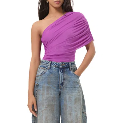 Afrm Campbell Ruched One Shoulder Knittop In Multi