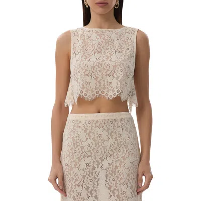 Afrm Caramine Lace Crop Top In Birch