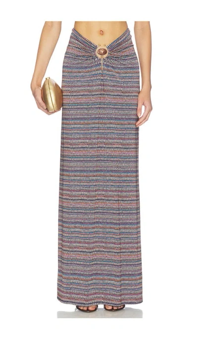 Afrm Carr Shiny Knit Skirt In Chevron Stripe