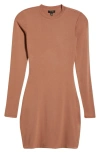 Afrm Catalina Long Sleeve Minidress In Raw Umber