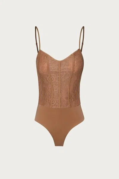Afrm Catarina Bodysuit In Caramel In Brown
