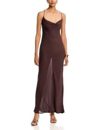 Afrm Cheryl Cowl Neck Maxi Dress In Brown
