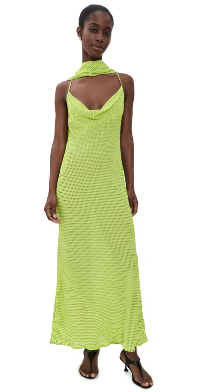 Afrm Cheryl Dress Lime Pin Dot In Green