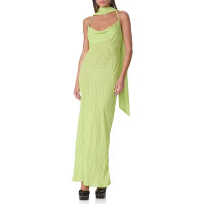 Afrm Cheryl Print Slipdress With Scarf In Green