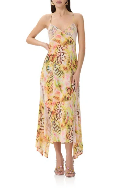 Afrm Christina Cross-back Lace Detail Maxi Dress In Pink