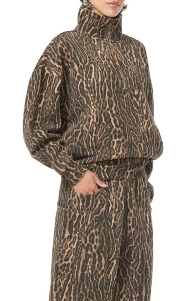 Afrm Cillian Quarter Zip Sweatshirt In Brown