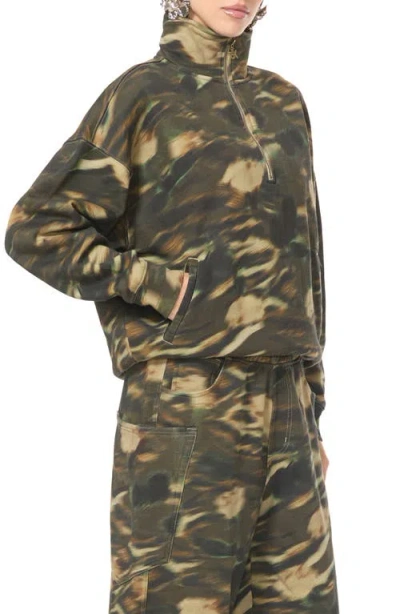 Afrm Cillian Quarter Zip Sweatshirt In Green