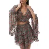 Afrm Clinton Ruffle Long Sleeve Crop Top In Multi