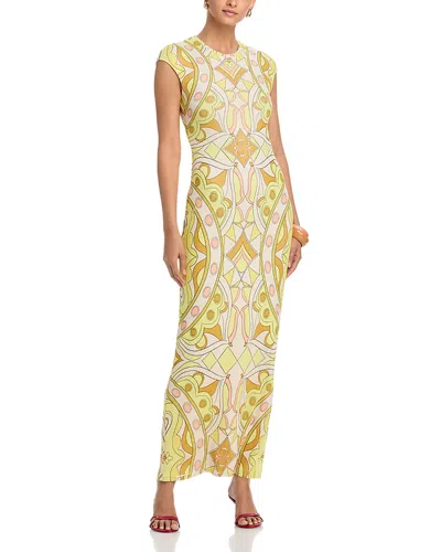 Afrm Cody Cap Sleeve Column Dress In Multi