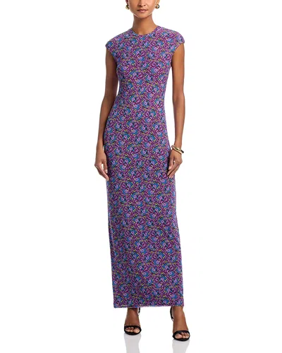 Afrm Cody Dress In Retro Ditsy In Purple