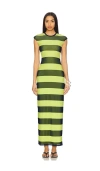 Afrm Cody Dress In Lime Rugby