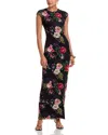 Afrm Cody Print Mesh Dress In Black