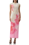 Afrm Cody Mesh Maxi Dress In Cloud Floral