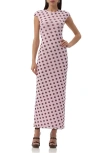 Afrm Cody Mesh Maxi Dress In Rose Dot