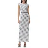 Afrm Cody Print Cap Sleeve Mesh Maxi Dress In White