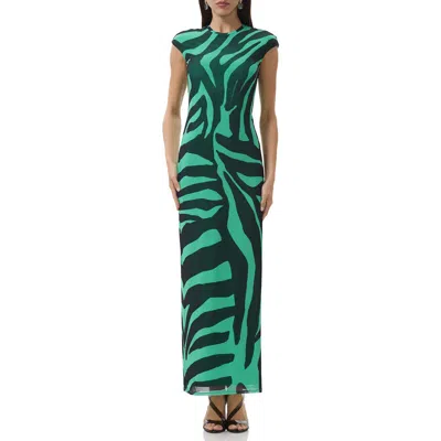 Afrm Cody Print Cap Sleeve Mesh Maxi Dress