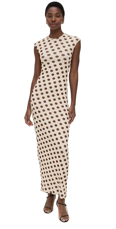 Afrm Cody Tee Shirt Maxi Dress Gold Halo Dot In Multi