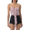 Afrm Columbia Ruffle Ruched Crop Top In Rose Dot