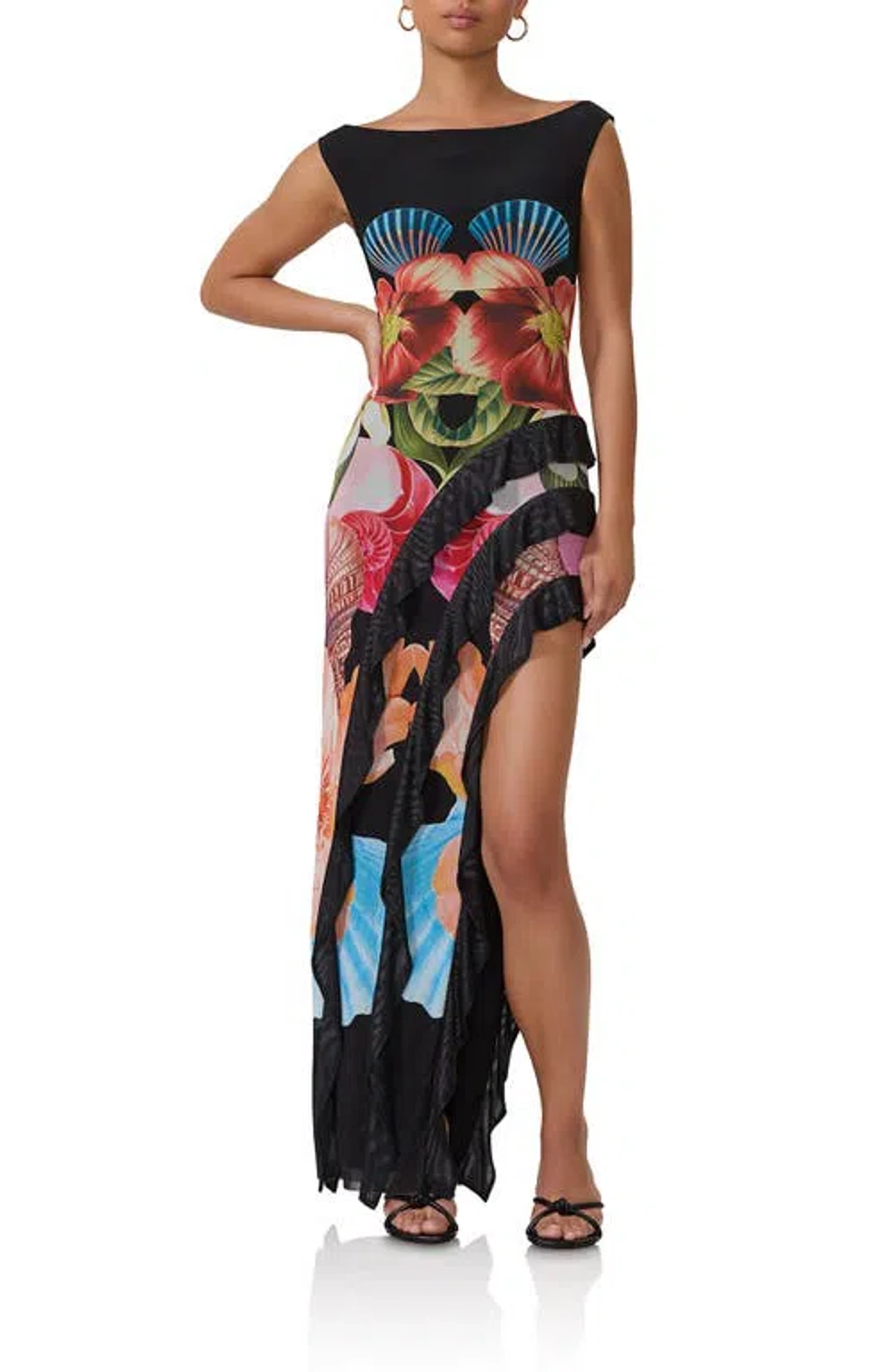 Afrm Dahl Sleeveless Asymmetric Dress In Hibiscus Shell | ModeSens