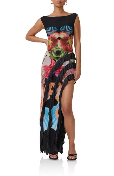 dahl sleeveless asymmetric dress Afrm In Hibiscus Shell Color:Grey Blue