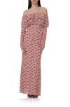 Afrm Dahlia Ruffle Off The Shoulder Long Sleeve Maxi Dress