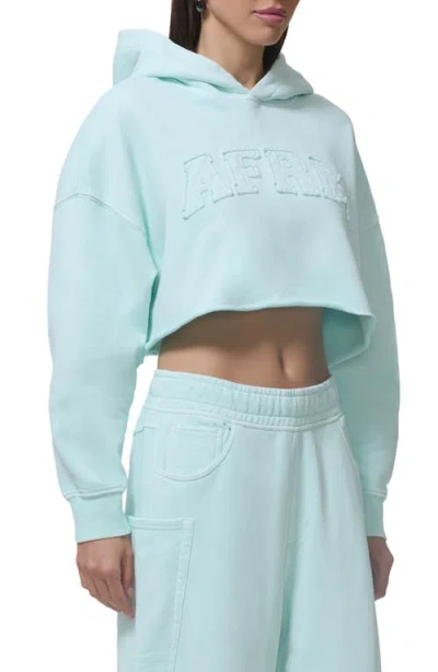 Afrm Darius Crop Cotton Hoodie In Blue