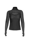 Afrm Turtleneck Star Embellished Long Sleeve Top In Black-multi In Black