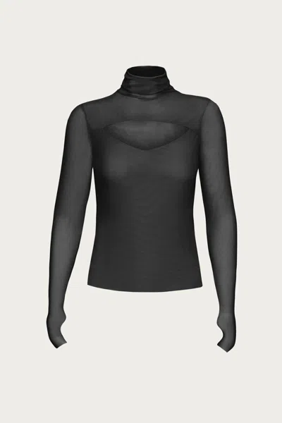 Afrm Dawn Power Mesh Turtleneck Top In Noir In Black