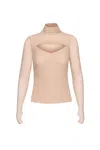 Afrm Dawn Power Mesh Turtleneck Top In Tan In Pink
