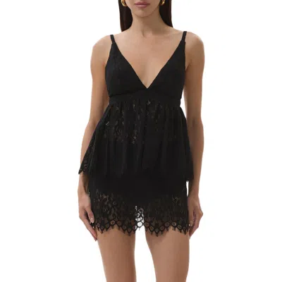Afrm Declan Backless Lace Top In Black