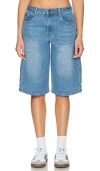 Afrm Low Rise Denim Bermuda Shorts In South Pacific Wash