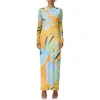 Afrm Didi Long Sleeve Mesh Maxi Dress In Bird Of Paradise