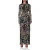 Afrm Didi Long Sleeve Mesh Maxi Dress In Fall Animal
