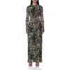 Afrm Didi Long Sleeve Mesh Maxi Dress In Fall Animal