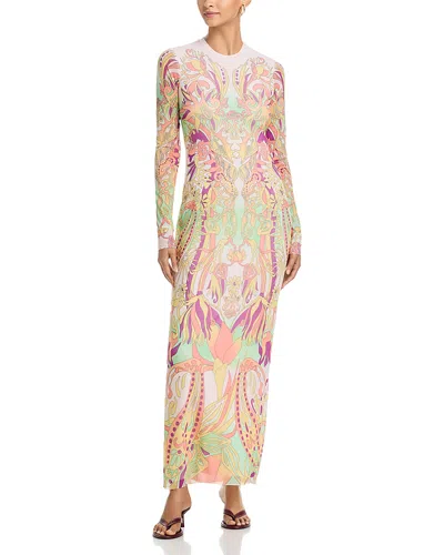 Afrm Didi Print Long Sleeve Maxi Dress In Multi