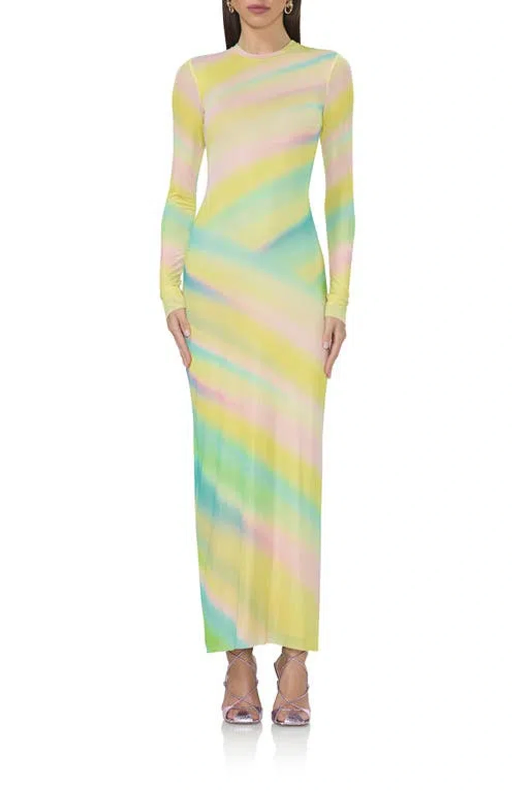 knee length dresses for ladies Darsih Maxi Dress in Irregular Stripe Grey Black main image 0