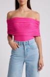 Afrm Divya Off The Shoulder Bodysuit In Glow Pink