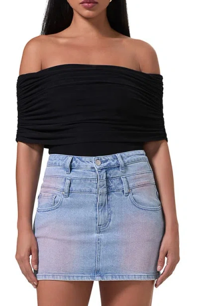 Afrm Divya Off The Shoulder Bodysuit In Noir