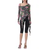 Afrm Doris Ruffle Asymmetric Mesh Top