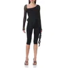 Afrm Doris Ruffle Asymmetric Mesh Top In Noir