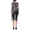 Afrm Doris Ruffle Asymmetric Mesh Top In Rose Dot