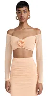 Afrm Elden Rosette Crop Top Peach Fuzz In Peach Fuzz