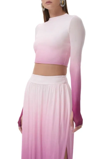 Afrm Eleni Ombré Mesh Crop Top In Pink