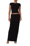 Afrm Esin Foldover Jersey Maxi Skirt In Noir