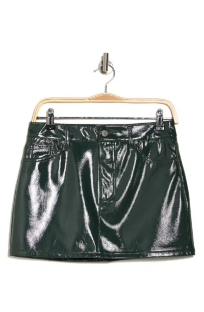 Afrm Estelle Faux Leather Miniskirt In Hunter Green