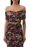 Afrm Fabiola Off The Shoulder Crop Top In Dusted Floral