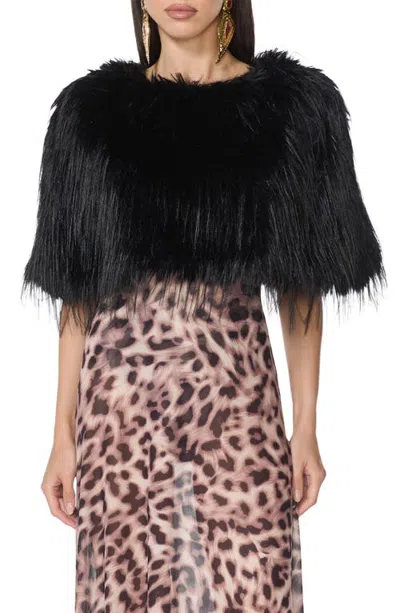 Afrm Faux Fur Cape In Vintage Multi Fur