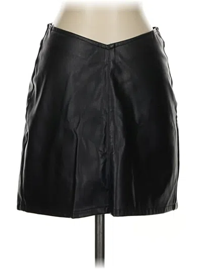 Pre-owned Afrm Faux Leather Skirt In Black