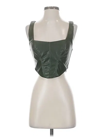 Pre-owned Afrm Faux Leather Top Green Strapless Neckline Tops