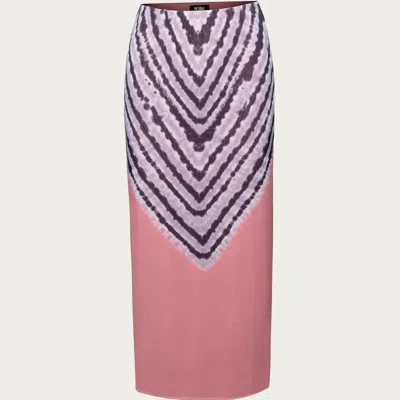 Afrm Felix Mesh Midi Skirt In Tan Tie-dye In Pink
